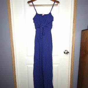 Flying Tomato Medium Pants & Jumpsuits Blue Pin Striped Smocked Open Back